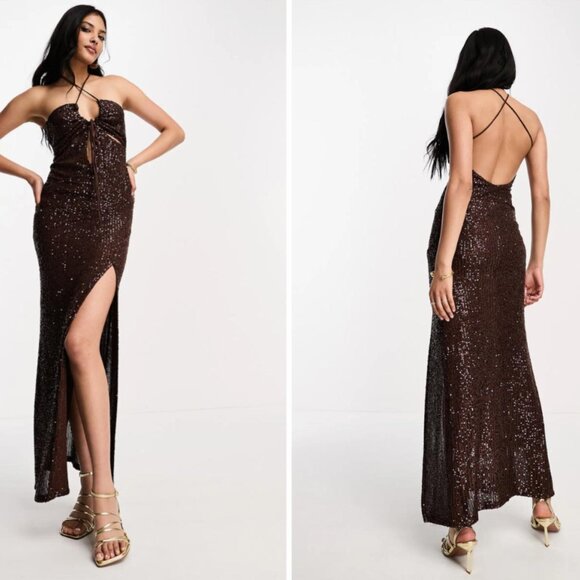 Cutout Sequin Gown - Picture 1 of 2